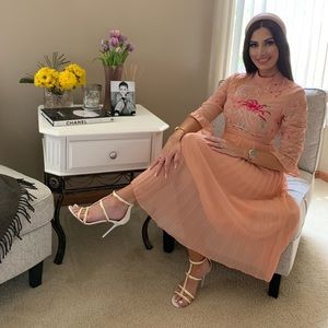 Asos Peach Floral Midi Dress